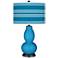 River Blue Bold Stripe Double Gourd Table Lamp
