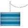 River Blue Bold Stripe Giclee Glow Plug-In Swag Pendant