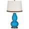 River Blue Double Gourd Table Lamp with Wave Braid Trim