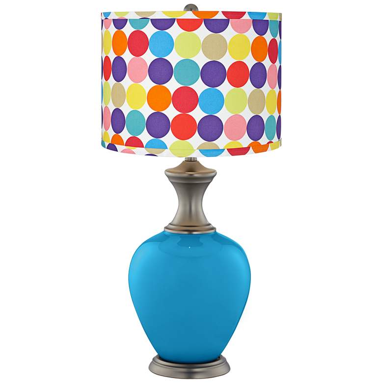 Image 1 River Blue Multi-Color Circles Shade Alison Table Lamp
