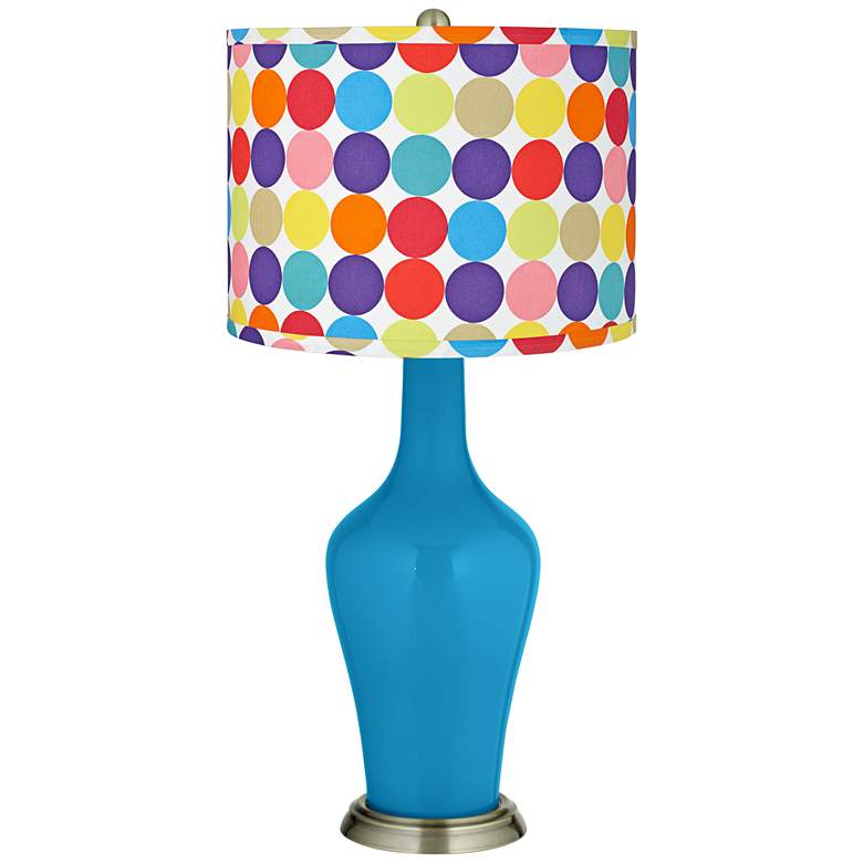 Image 1 River Blue Multi-Color Circles Shade Anya Table Lamp
