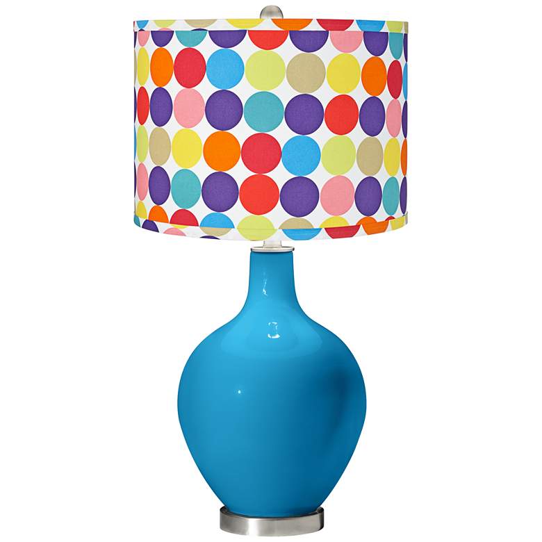Image 1 River Blue Multi-Color Circles Shade Ovo Table Lamp