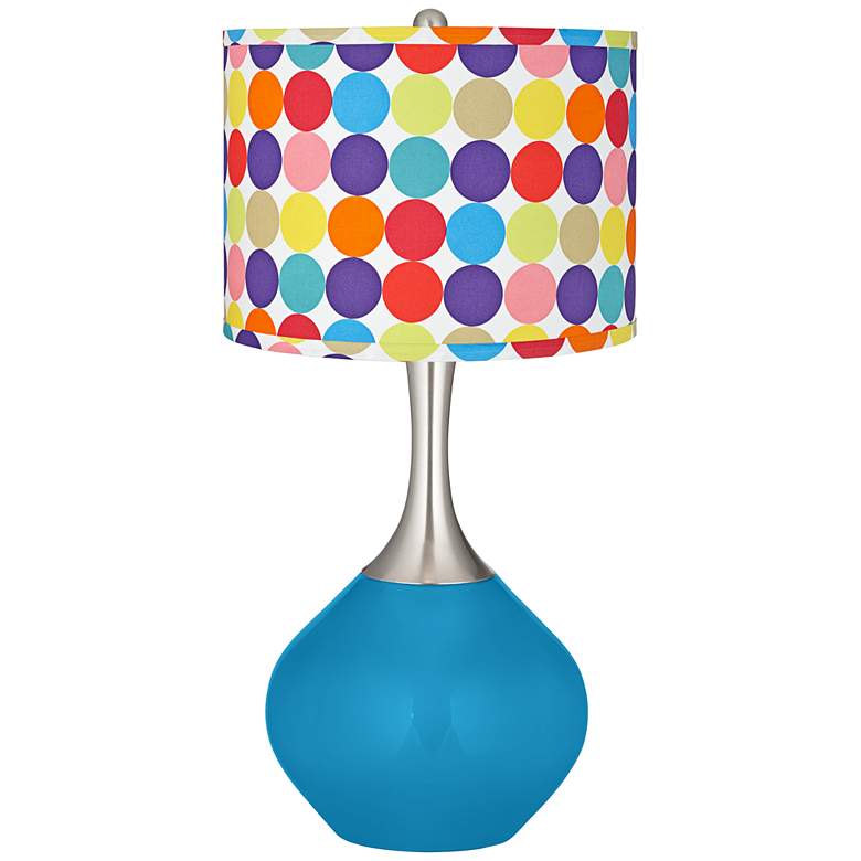 Image 1 River Blue Multi-Color Circles Shade Spencer Table Lamp