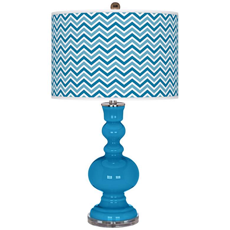 Image 1 River Blue Narrow Zig Zag Apothecary Table Lamp
