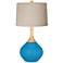 River Blue Natural Linen Drum Shade Wexler Table Lamp