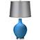 River Blue - Satin Light Gray Shade Ovo Table Lamp