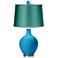 River Blue - Satin Sea Green Ovo Lamp with Color Finial