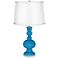 River Blue - Satin Silver White Shade Apothecary Table Lamp