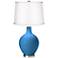 River Blue - Satin Silver White Shade Ovo Table Lamp