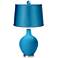 River Blue - Satin Turquoise Ovo Lamp with Color Finial