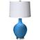 River Blue White Pleated Shade Ovo Table Lamp