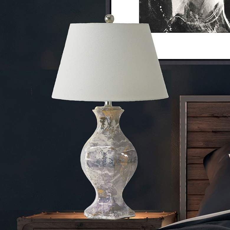 Image 1 River Ceramic Classic 28" Lamp in Modern Gloss White w/Gold