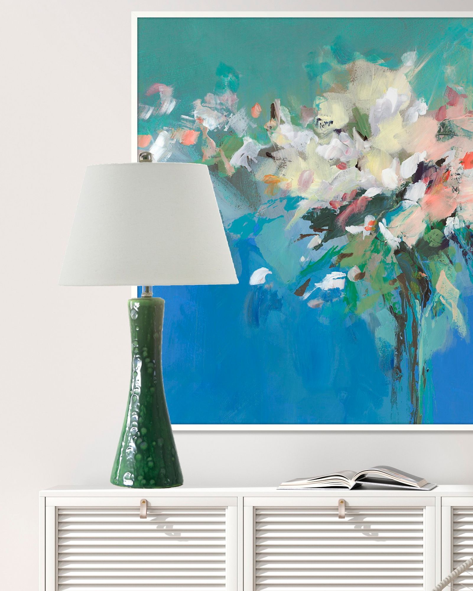 Image 5 River Ceramic Crystal Glaze Stratus 28" Lamp in Modern Gloss Clover more views