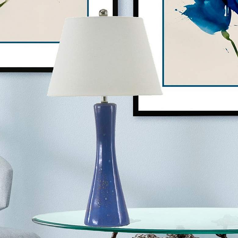 Image 1 River Ceramic Crystal Glaze Stratus 28" Lamp in Modern Gloss Sky Blue