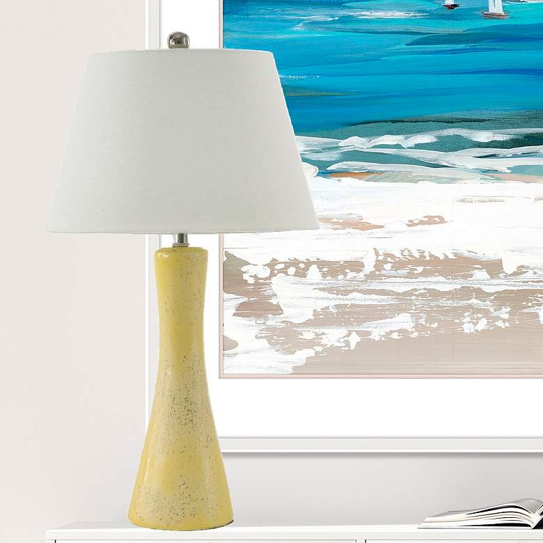 Image 1 River Ceramic Crystal Glaze Stratus 28" Lamp in Modern Gloss Straw