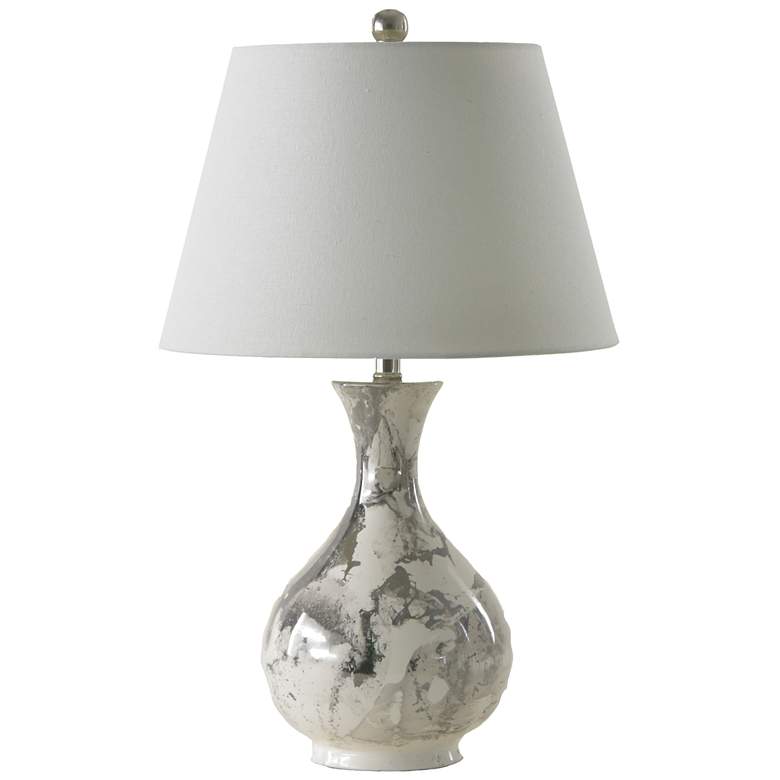 Image 2 River Ceramic Jar 25" Lamp in Modern Gloss White w/Platinum