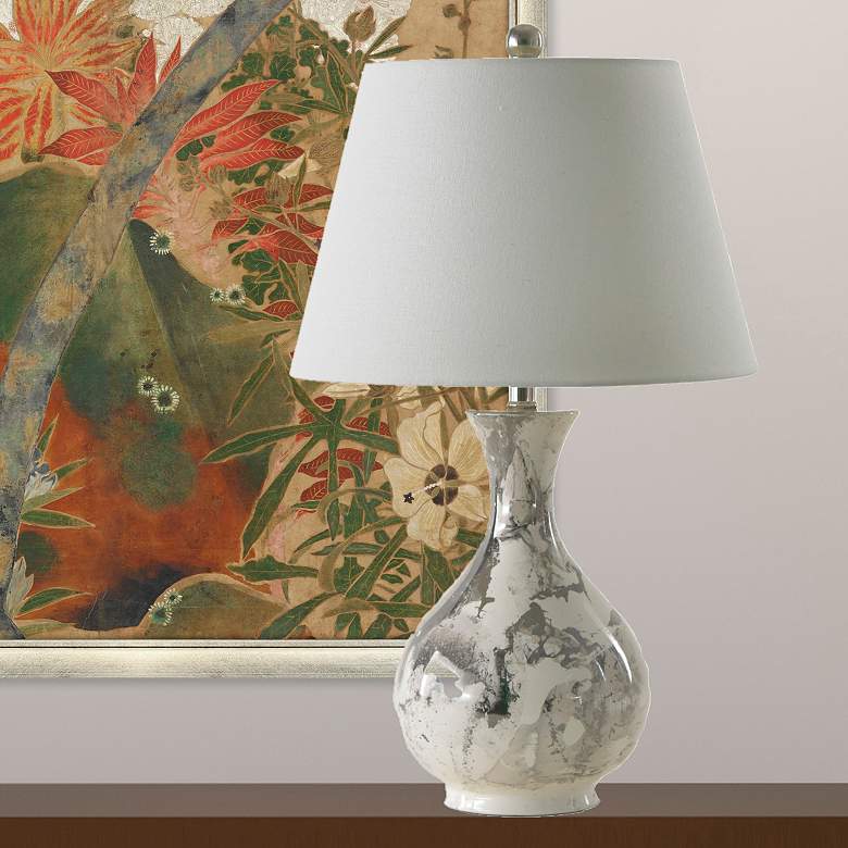 Image 1 River Ceramic Jar 25" Lamp in Modern Gloss White w/Platinum