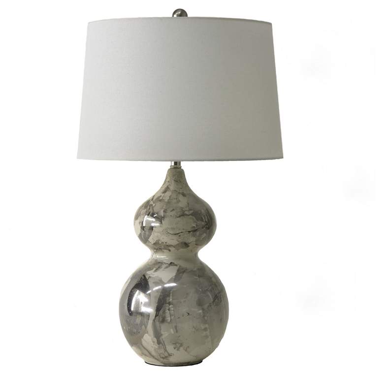 Image 2 River Ceramic Large Double Gourd 29" Lamp in Modern Gloss Grey w/Plati