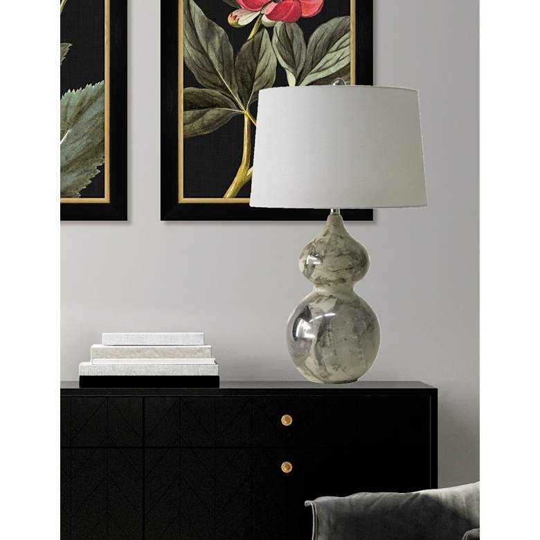 Image 5 River Ceramic Large Double Gourd 29" Lamp in Modern Gloss Grey w/Plati more views