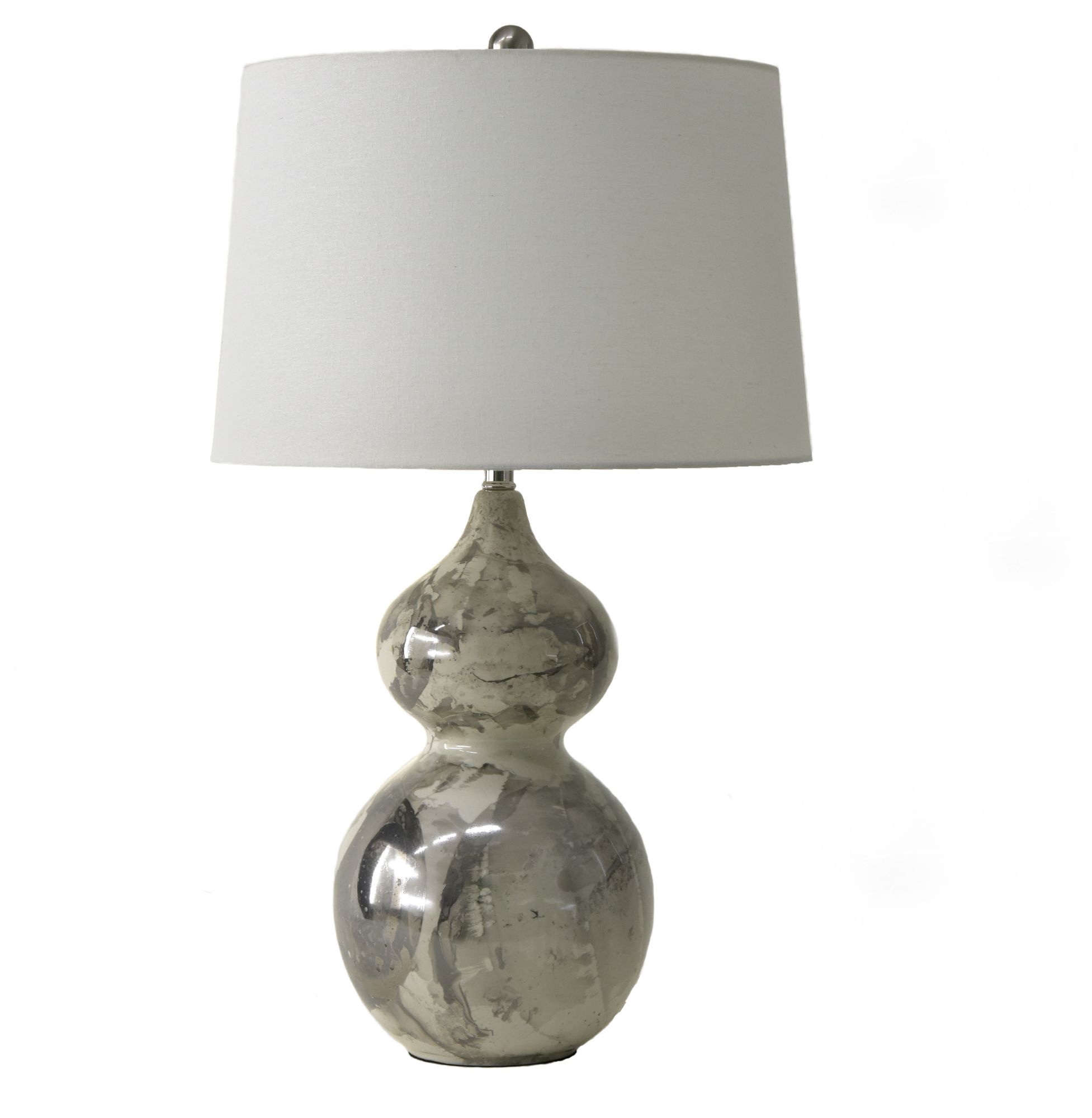 Image 2 River Ceramic Large Double Gourd 29" Lamp in Modern Gloss Grey