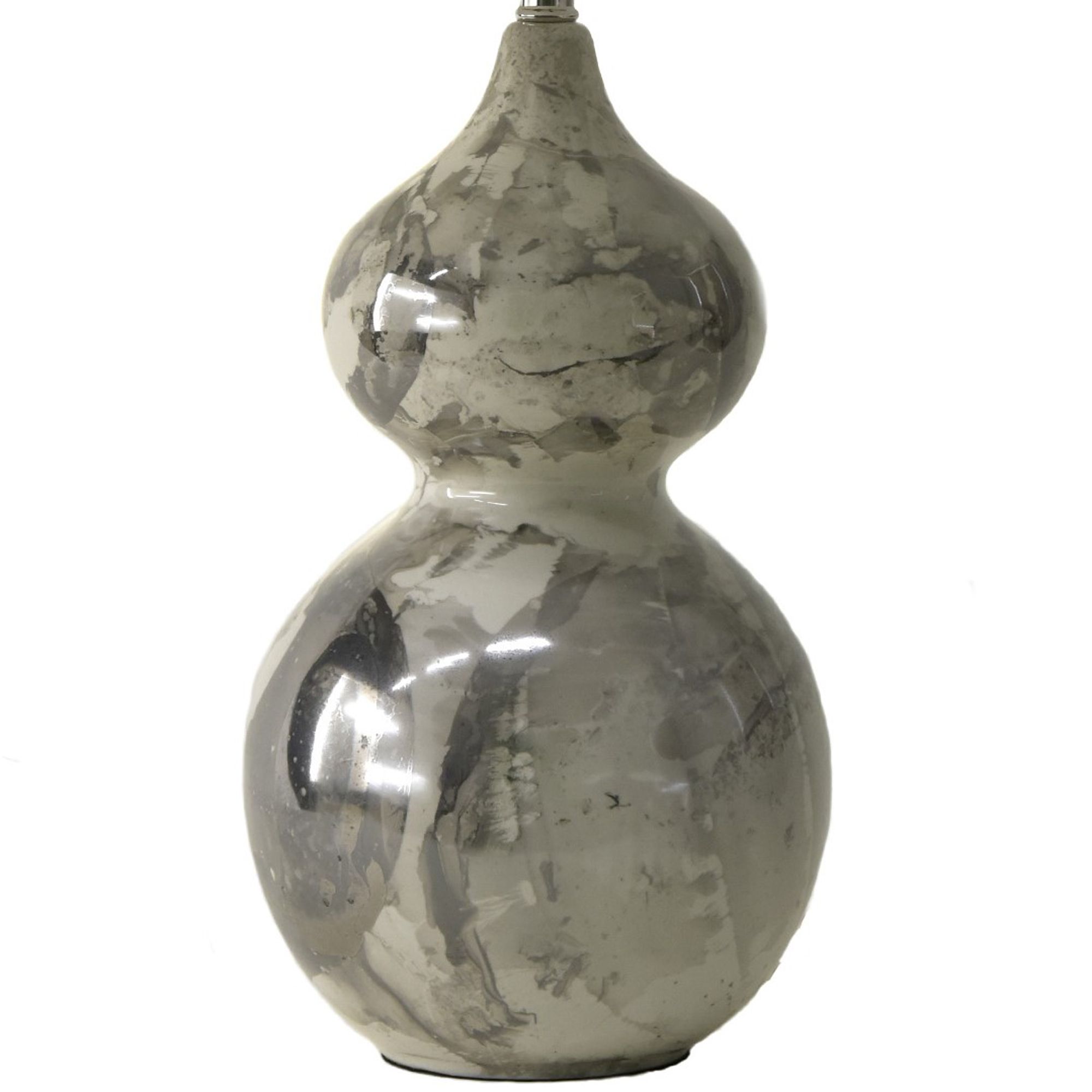 Image 3 River Ceramic Large Double Gourd 29" Lamp in Modern Gloss Grey more views