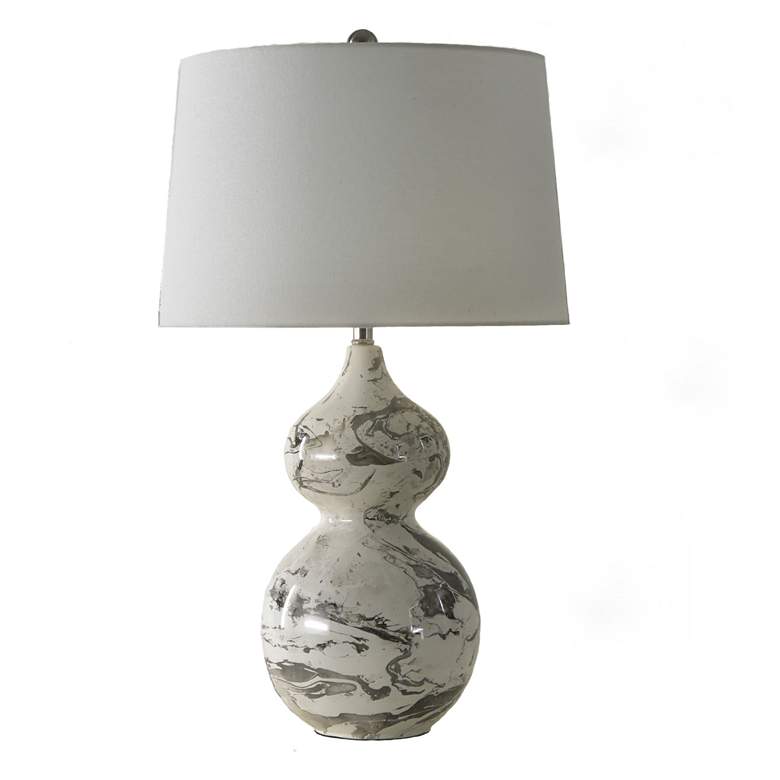 Image 2 River Ceramic Large Double Gourd 29" Lamp in Modern Gloss White w/Plat