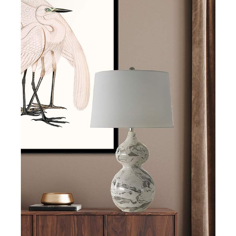 Image 5 River Ceramic Large Double Gourd 29" Lamp in Modern Gloss White w/Plat more views