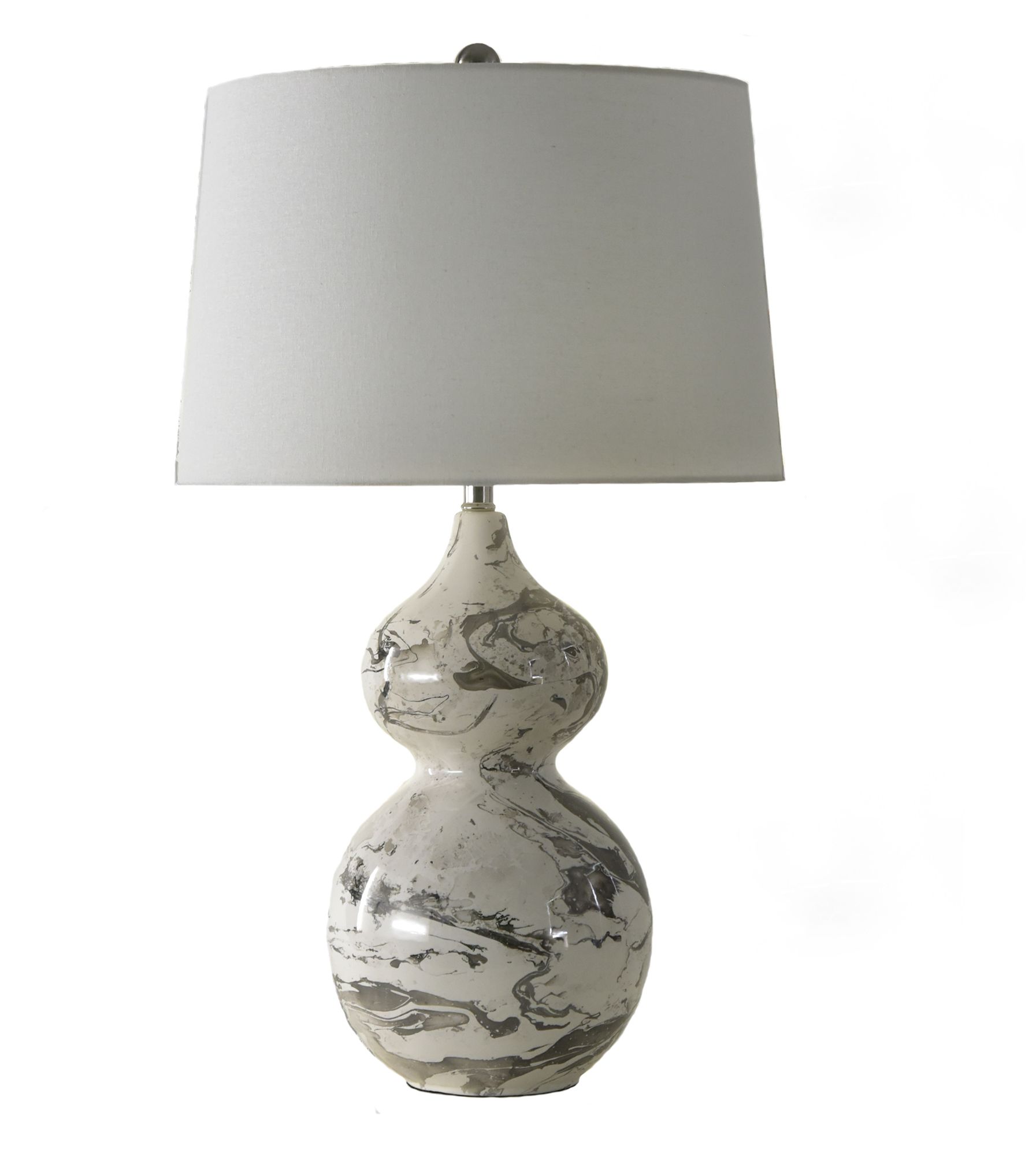 Image 2 River Ceramic Large Double Gourd 29" Lamp in Modern Gloss White
