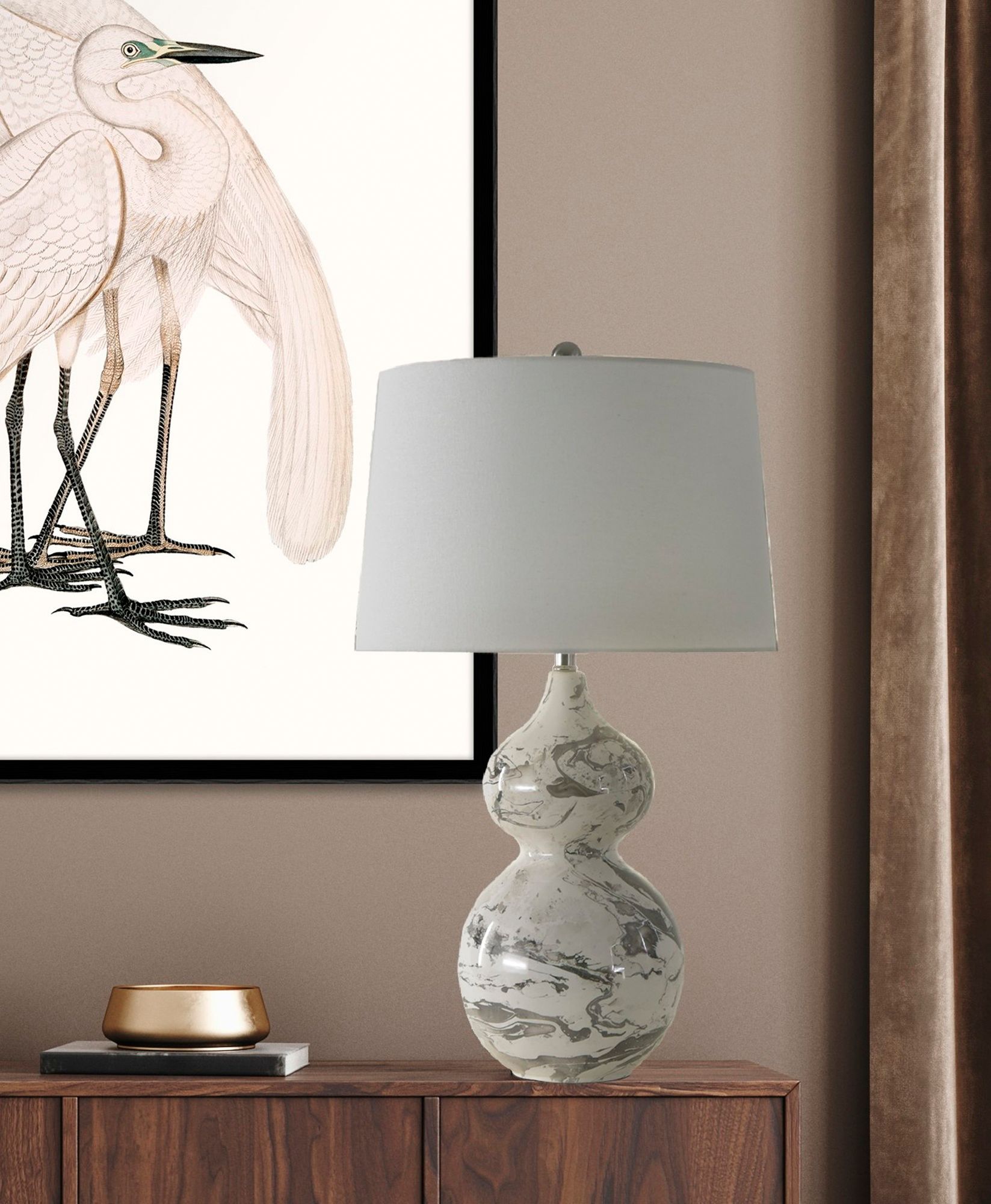 Image 5 River Ceramic Large Double Gourd 29" Lamp in Modern Gloss White more views