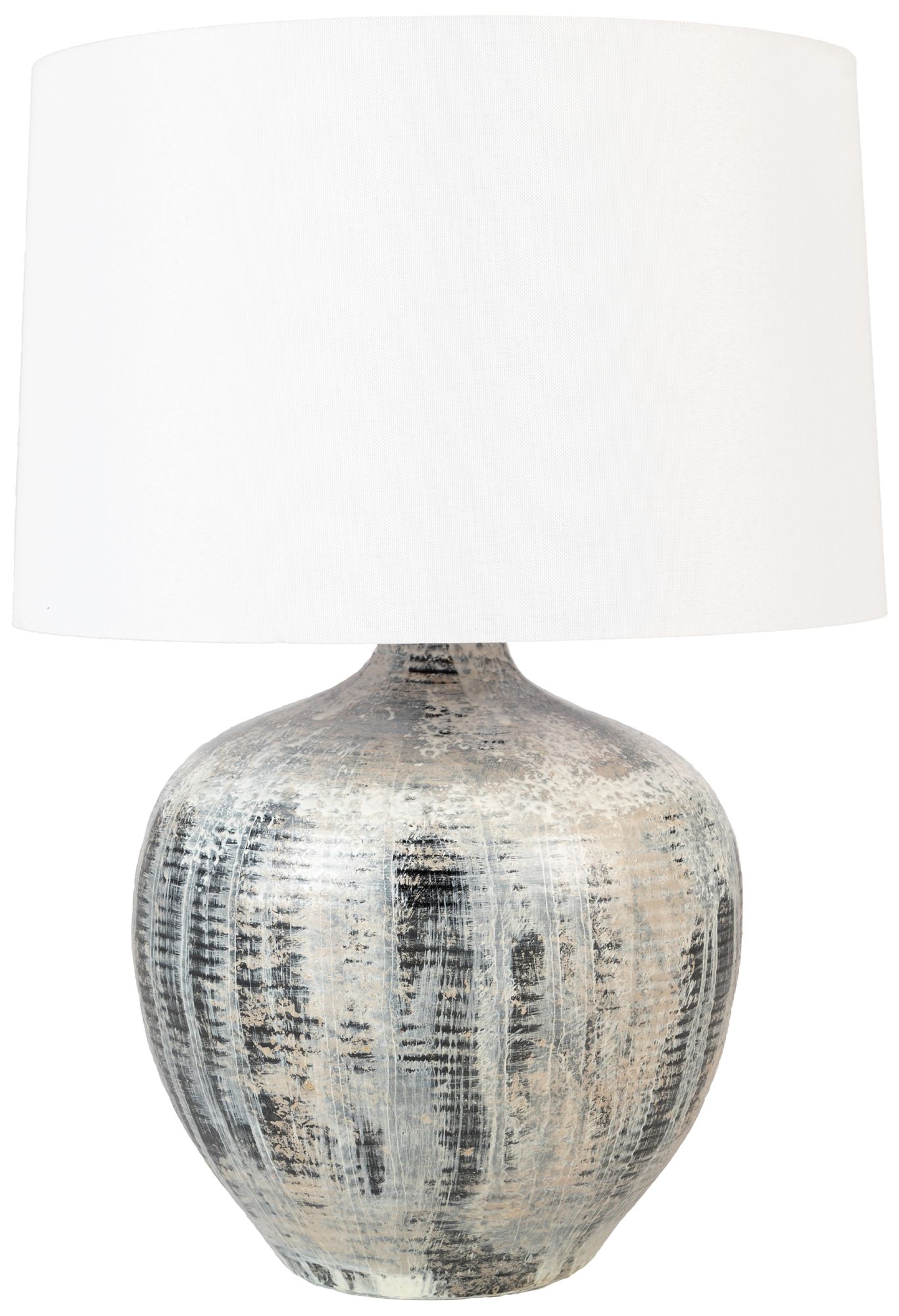 River Ceramic Outdoor Bean Pot 23" Lamp in Black Water Fall