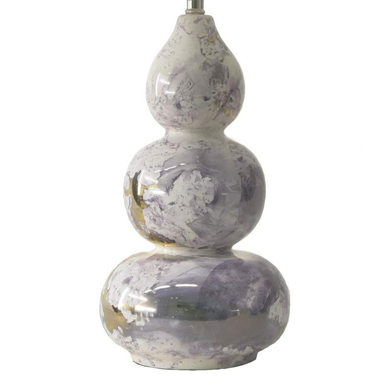 Image 3 River Ceramic Triple Gourd 31" Lamp in Modern Gloss White w/Gold more views