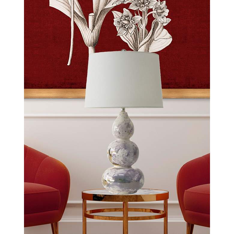 Image 5 River Ceramic Triple Gourd 31" Lamp in Modern Gloss White w/Gold more views
