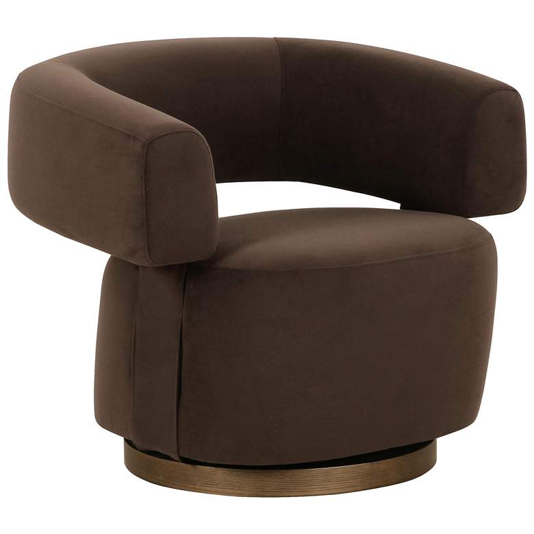Image 1 River Chocolate Brown Performance Velvet Swivel Accent Chair