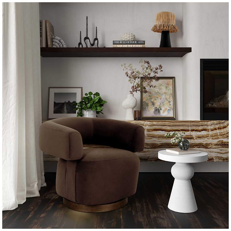Image 2 River Chocolate Brown Performance Velvet Swivel Accent Chair more views