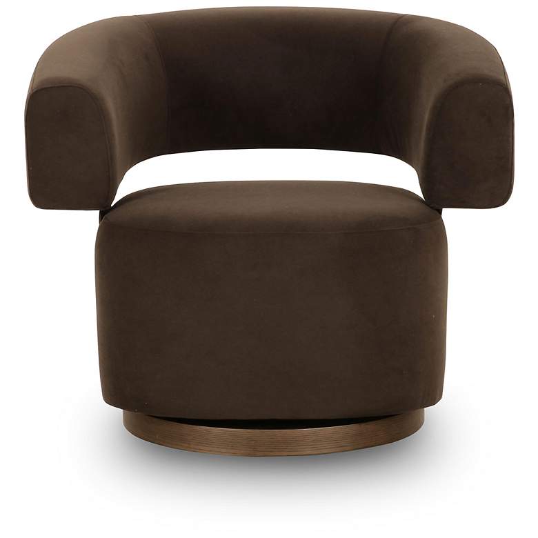 Image 3 River Chocolate Brown Performance Velvet Swivel Accent Chair more views
