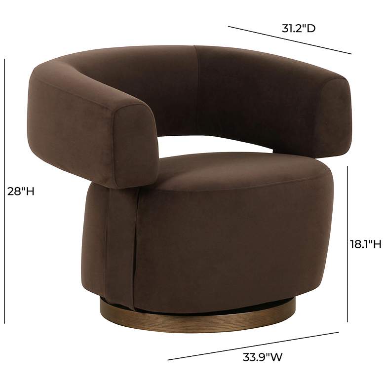Image 6 River Chocolate Brown Performance Velvet Swivel Accent Chair more views