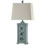 2_River Crest Seafoam Ceramic Table Lamp w/ Taupe Fabric Shade