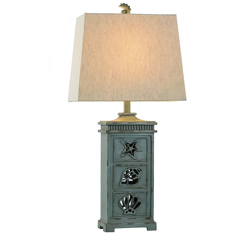 Image 4 River Crest Seafoam Ceramic Table Lamp w/ Taupe Fabric Shade more views