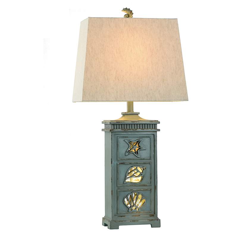 Image 5 River Crest Seafoam Ceramic Table Lamp w/ Taupe Fabric Shade more views