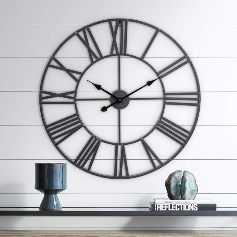 Image 1 River Parks 30" Wide Zia Open Metal Round Wall Clock