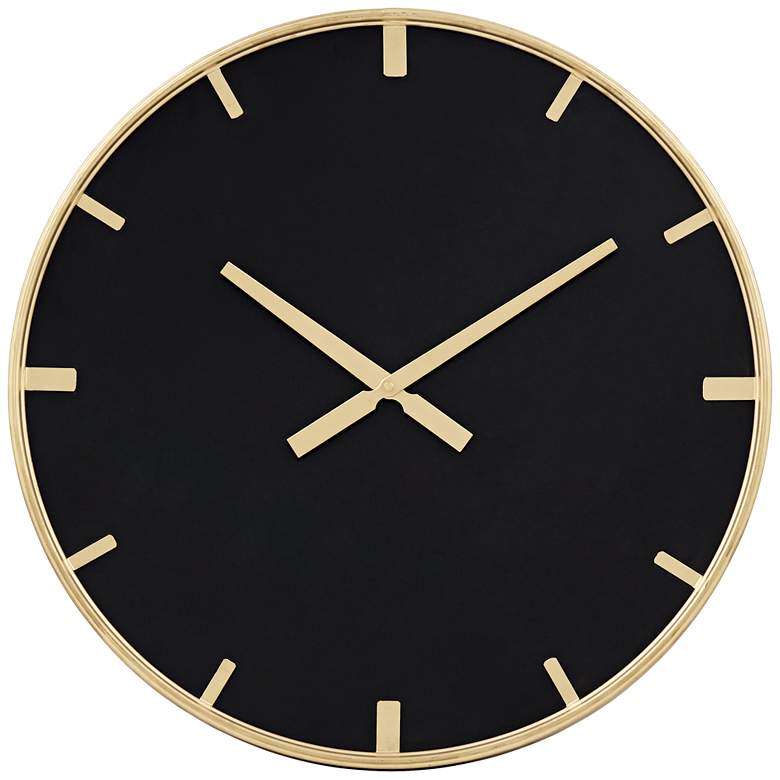 Image 2 River Parks Canterbury 23 1/2" Gold and Glossy Black Round Wall Clock