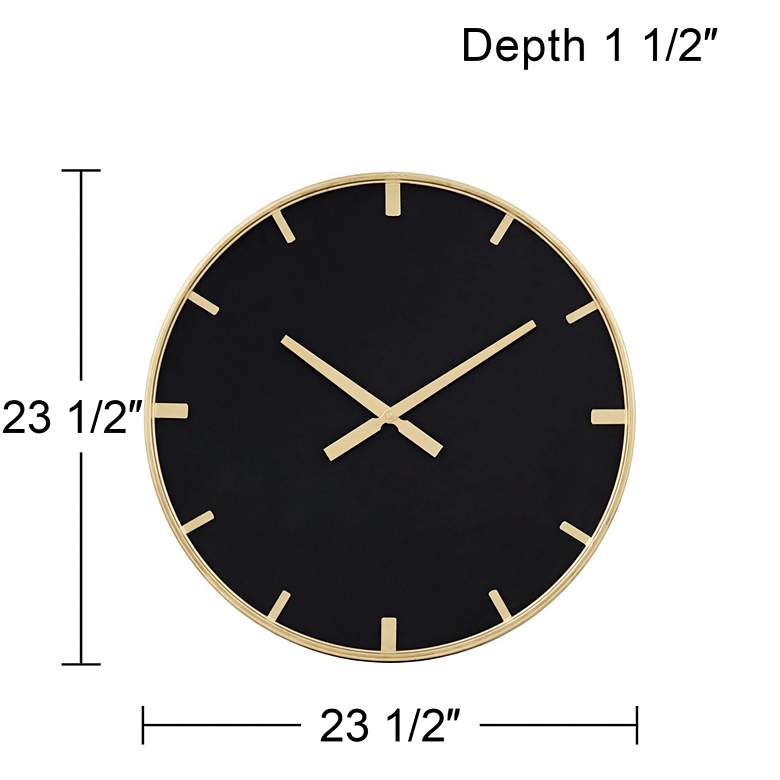 Image 7 River Parks Canterbury 23 1/2" Gold and Glossy Black Round Wall Clock more views