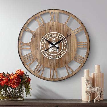 River Parks Farm Fresh 31 1/2" Round Roman Numeral Wood Wall Clock