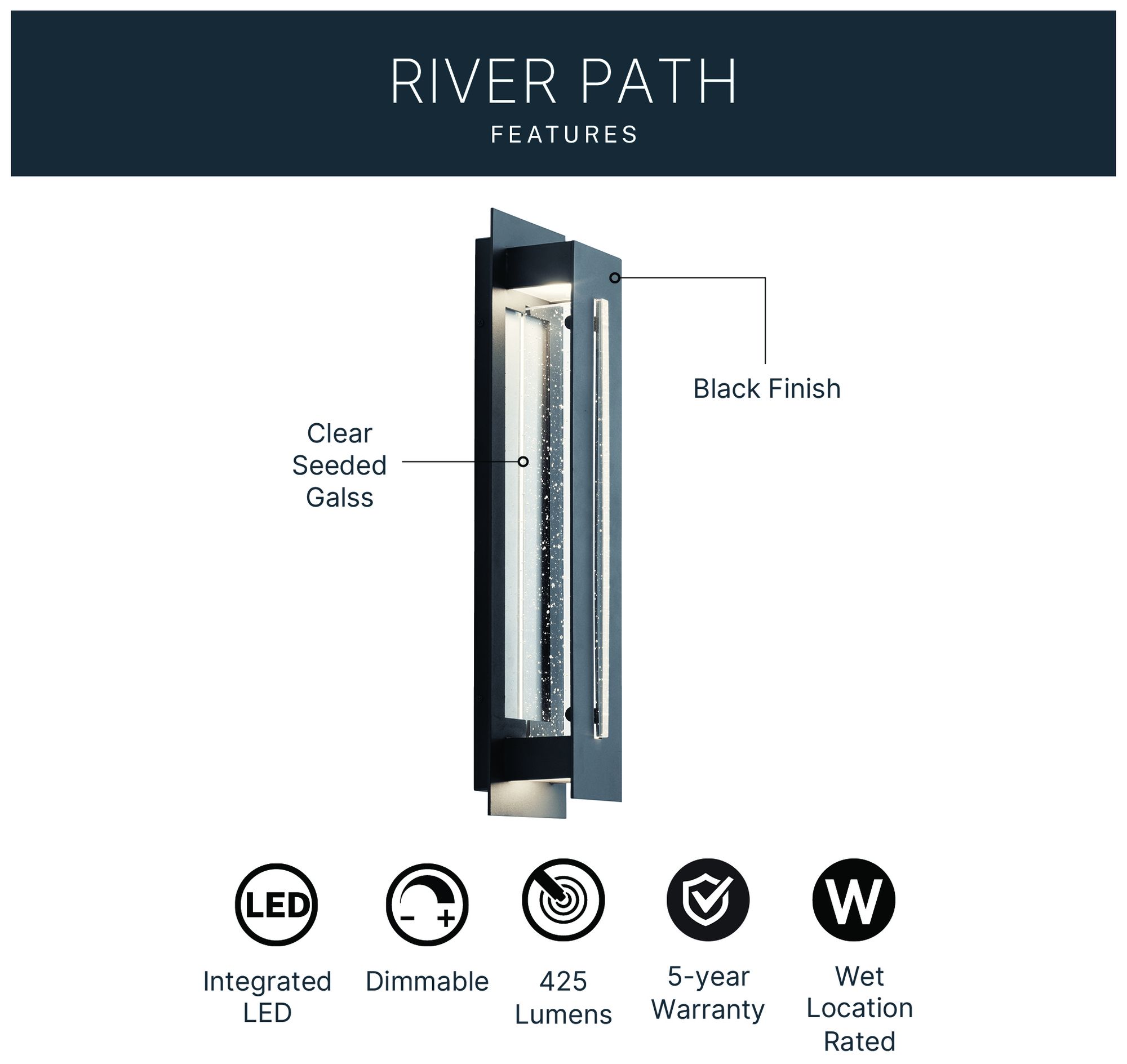 Image 7 River Path 23" High Textured Black LED Outdoor Wall Light more views