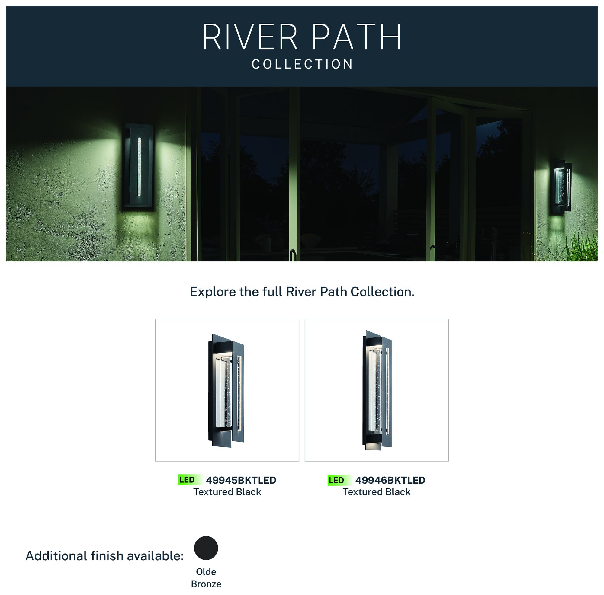 River Path 23" High Textured Black LED Outdoor Wall Light