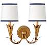 1_River Reed 14 1/4"H Antique Gold Leaf 2-Light Wall Sconce