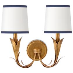 River Reed 14 1/4"H Antique Gold Leaf 2-Light Wall Sconce