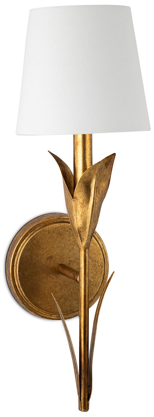 Image 2 River Reed Sconce Single (Antique Gold Leaf with Natural Linen Shade) more views