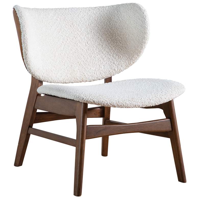 Image 1 River Run Walnut Boucle Accent Wingback Chair With Leatherette Back