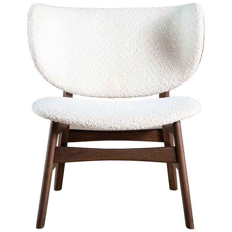Image 3 River Run Walnut Boucle Accent Wingback Chair With Leatherette Back more views